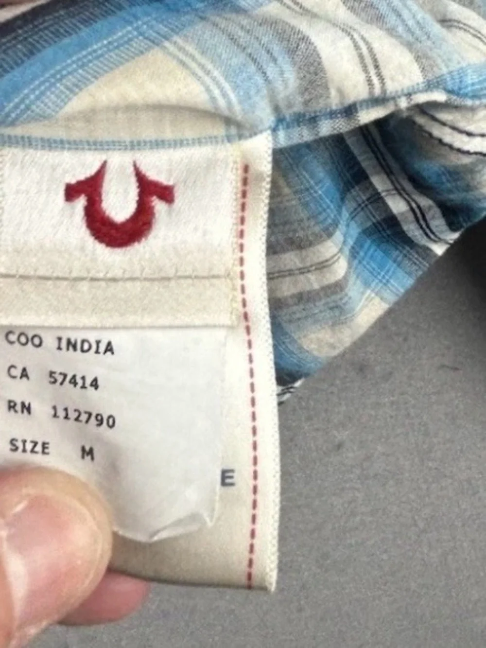 True Religion Men's Shirt Med Western Blue Plaid Pearl Snap Button Cowboy Core